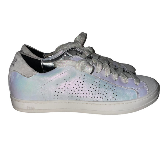 p448 Rare Silver White Iridescent Camo Design Sneaker Size 5-5.5 - Picture 6 of 10